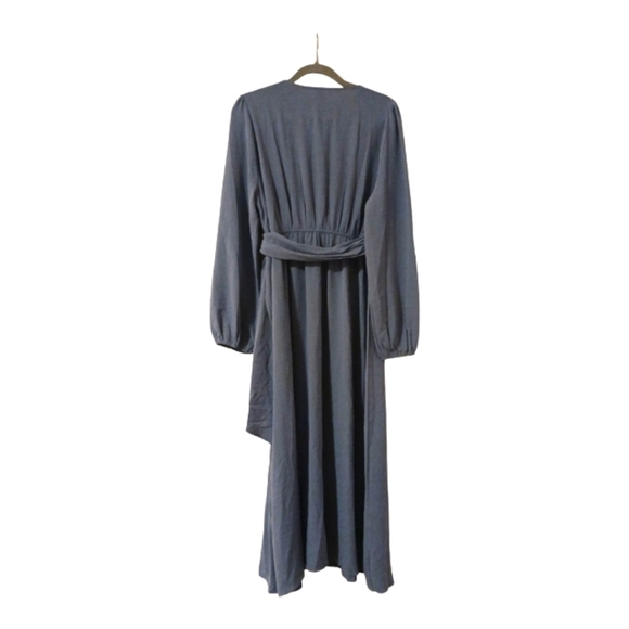 Smoke Blue Gauzy Maxi Dress Elastic Waist Dress - Picture 3 of 10